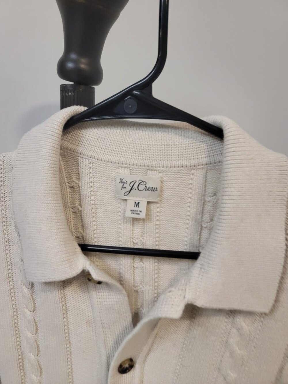 Knit For J. Crew Cotton Beige Sweater With A Collar Front Buttons Size Medium - Picture 4 of 6